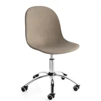 chaise bureau pivotant  academy 360 pieds chromé assise aspect cuir taupe