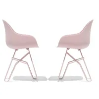 lot de 2 chaises  academy  pieds métal assise plastique rose opaque