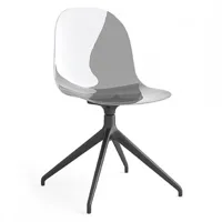 chaise bureau pivotant  academy 180 pieds aluminium assise plastique gris transparent