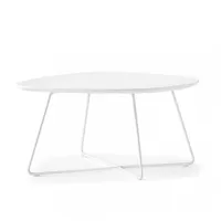 table basse 70 x 66 x 38 cm ciop structure métal plateau laqué blanc