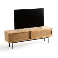 meuble tv chêne et cannage 160 cm waska