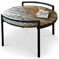 table basse rosemill, marron vieilli/noir (85 x 90 x 50cm)