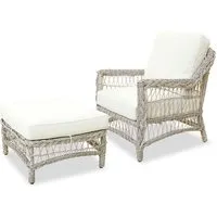 fauteuil avec pouf canillo, gris/blanc (76 x 82 x 79cm)