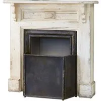 console de cheminée maleroy, blanc/noir vieillis (36.5 x 100 x 100.5cm)