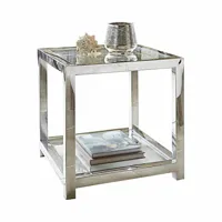 table basse clayton, argenté/transparent (50 x 50 x 50cm)