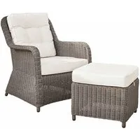 fauteuil avec pouf bromyard, gris (139 x 74 x 93cm)