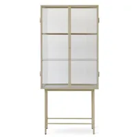 ferm living - meuble vitrine haze en verre, verre cannelé couleur beige 70 x 76.63 155 cm designer trine andersen made in design