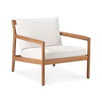 ethnicraft - fauteuil rembourré jack en bois, tissu polypropylène couleur blanc 76 x 86.27 73 cm designer jacques  deneef made in design
