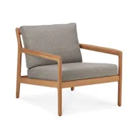 ethnicraft - fauteuil rembourré jack en bois, tissu polypropylène couleur beige 76 x 86.27 73 cm designer jacques  deneef made in design