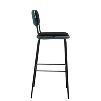 maison sarah lavoine - chaise de bar rembourrée double-jeu en tissu, acier thermolaqué couleur bleu 51 x 75.6 106 cm designer made in design