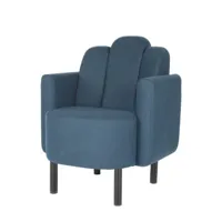 maison sarah lavoine - fauteuil rembourré martine en tissu, tissu flanelle couleur bleu 55.5 x 74.89 80 cm designer made in design