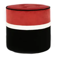 maison sarah lavoine - pouf léo en tissu, velours couleur rouge 56.46 x 43.5 cm designer made in design