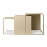 ferm living - tables gigognes cluster en métal, acier peinture poudre couleur beige 41 x 55 35 cm designer trine andersen made in design