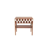 maison sarah lavoine - table de chevet ecailles en bois, frêne teinté noyer couleur bois naturel 60 x 60.55 63 cm designer made in design