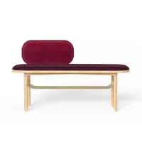 hartô - banc rembourré eustache en bois, velours polyester couleur rouge 120 x 71.14 66.9 cm designer margaux keller made in design