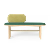 hartô - banc rembourré eustache en bois, velours polyester couleur vert 120 x 71.14 66.9 cm designer margaux keller made in design