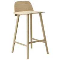 muuto - chaise de bar nerd en bois, contreplaqué chêne couleur bois naturel 46 x 41.5 79 cm designer david geckeler made in design