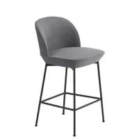 muuto - chaise de bar rembourrée oslo en tissu, mousse haute densité couleur gris 51 x 77.31 93.5 cm designer anderssen & voll made in design