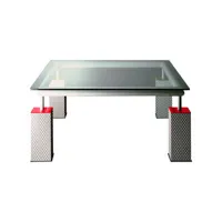 memphis milano - table carrée meuble en verre, stratifié plastique couleur multicolore 170 x 72 cm designer ettore sottsass made in design