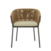 cinna - fauteuil bridge lapel en plastique, rotin synthétique couleur beige 63 x 82.33 74 cm designer busetti garuti redaelli made in design