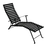 fermob - chaise longue pliable inclinable bistro - noir - 57 x 54 x 89 cm - métal, acier laqué