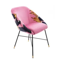 seletti - fauteuil rembourré toilet paper en tissu, mousse polyuréthane couleur rose 60 x 72.68 72 cm designer pierpaolo ferrari made in design