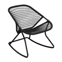 fermob - rocking chair sixties en plastique, fibre polyéthylène couleur noir 60.5 x 77.97 72 cm designer frédéric sofia made in design