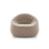 cinna - fauteuil rembourré ottoman en cuir, mousse polyuréthane couleur beige 100 x 93.68 68 cm designer noé  duchaufour lawrance made in design