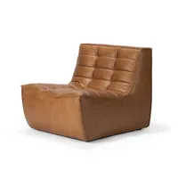 ethnicraft - canapé modulable n701 en cuir, cuir aniline couleur marron 80 x 93.22 76 cm designer jacques  deneef made in design