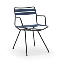 zanotta - fauteuil dan en tissu, sangles élastiques polyester couleur bleu 52.5 x 66.94 82.5 cm designer patrick norguet made in design