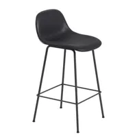 muuto - chaise de bar fiber - noir - 42.5 x 61.62 x 87.5 cm - designer iskos-berlin - cuir, matériau composite recyclé
