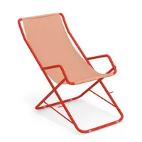 emu - chaise longue pliable bahama en métal, tissu technique couleur orange 58.28 x 58 95 cm made in design