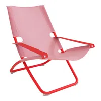 emu - chaise longue pliable inclinable snooze en métal, tissu technique couleur rouge 75 x 66.72 105 cm designer marco marin made in design
