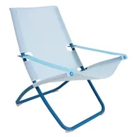 emu - chaise longue pliable inclinable snooze en métal, tissu technique couleur bleu 75 x 110.85 105 cm designer marco marin made in design