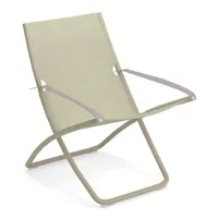 emu - chaise longue pliable inclinable snooze en métal, tissu technique couleur beige 75 x 62.14 105 cm designer marco marin made in design