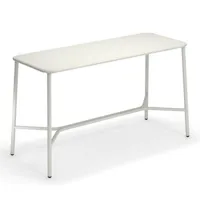 emu - table haute yard en métal, aluminium verni couleur blanc 120.28 x 105 cm designer stefan diez made in design