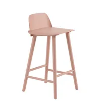 muuto - chaise de bar nerd en bois, chêne massif couleur rose 40 x 63.66 79 cm designer david geckeler made in design