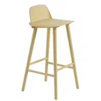 muuto - chaise de bar nerd en bois, chêne massif couleur jaune 45 x 66.94 89 cm designer david geckeler made in design
