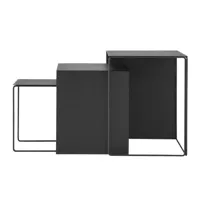 ferm living - tables gigognes en métal couleur noir 60.17 x 35 cm designer trine andersen made in design