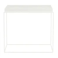hay - table d'appoint tray en métal, acier laqué couleur blanc 60 x 40 50 cm designer studio made in design