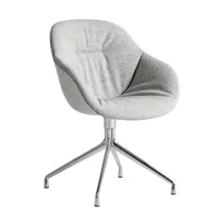 hay - fauteuil rembourré about a chair en tissu, fonte d'aluminium polie couleur gris 62 x 86 cm designer hee welling made in design