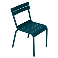 fermob - chaise enfant luxembourg en métal, aluminium laqué couleur bleu 53.83 x 33.5 55.5 cm designer frédéric sofia made in design