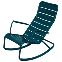 fermob - rocking chair luxembourg en métal, aluminium laqué couleur bleu 69.5 x 100.66 92 cm designer frédéric sofia made in design