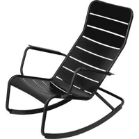 fermob - rocking chair luxembourg en métal, aluminium laqué couleur noir 50 x 99 cm designer frédéric sofia made in design