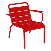 fermob - fauteuil lounge luxembourg en métal, aluminium couleur rouge 71 x 75.94 73.9 cm designer frédéric sofia made in design