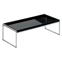 kartell - table basse trays en plastique, acier chromé couleur noir 80 x 40 25.3 cm designer piero lissoni made in design
