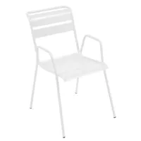fermob - fauteuil bridge empilable monceau en métal, acier peint couleur blanc 52 x 68.5 85 cm designer studio made in design