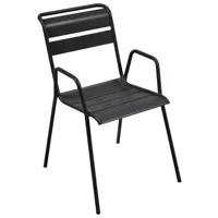 fermob - fauteuil bridge empilable monceau en métal, acier peint couleur noir 52 x 68.5 85 cm designer studio made in design