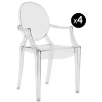 kartell - fauteuil empilable ghost en plastique, polycarbonate 2.0 couleur transparent 54 x 56 94 cm designer philippe starck made in design