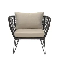 bloomingville - fauteuil rembourré mundo en tissu, fils pvc couleur beige 87 x 100.07 72 cm made in design